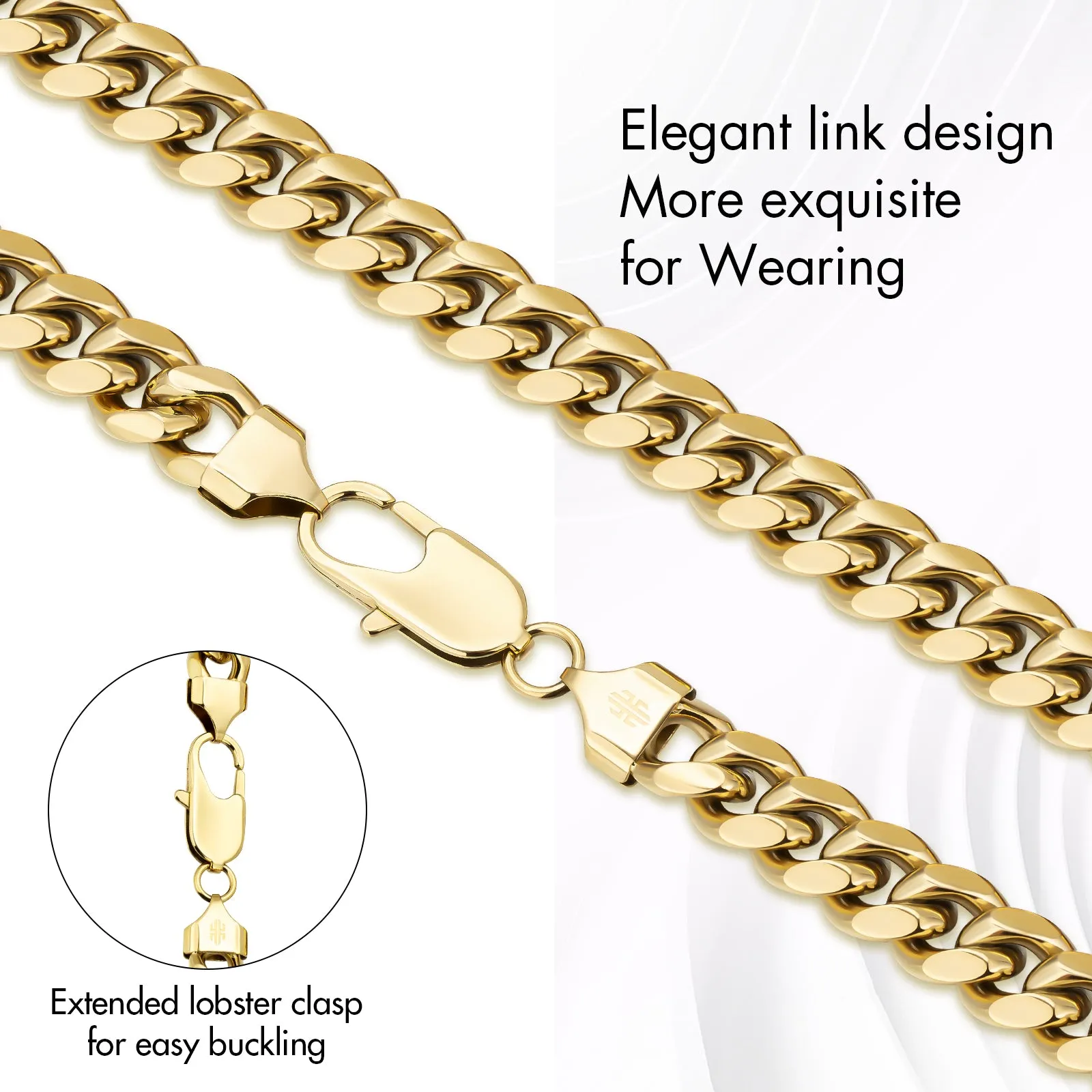 10mm 14K Gold/White Gold 4-sided Cuban Chain