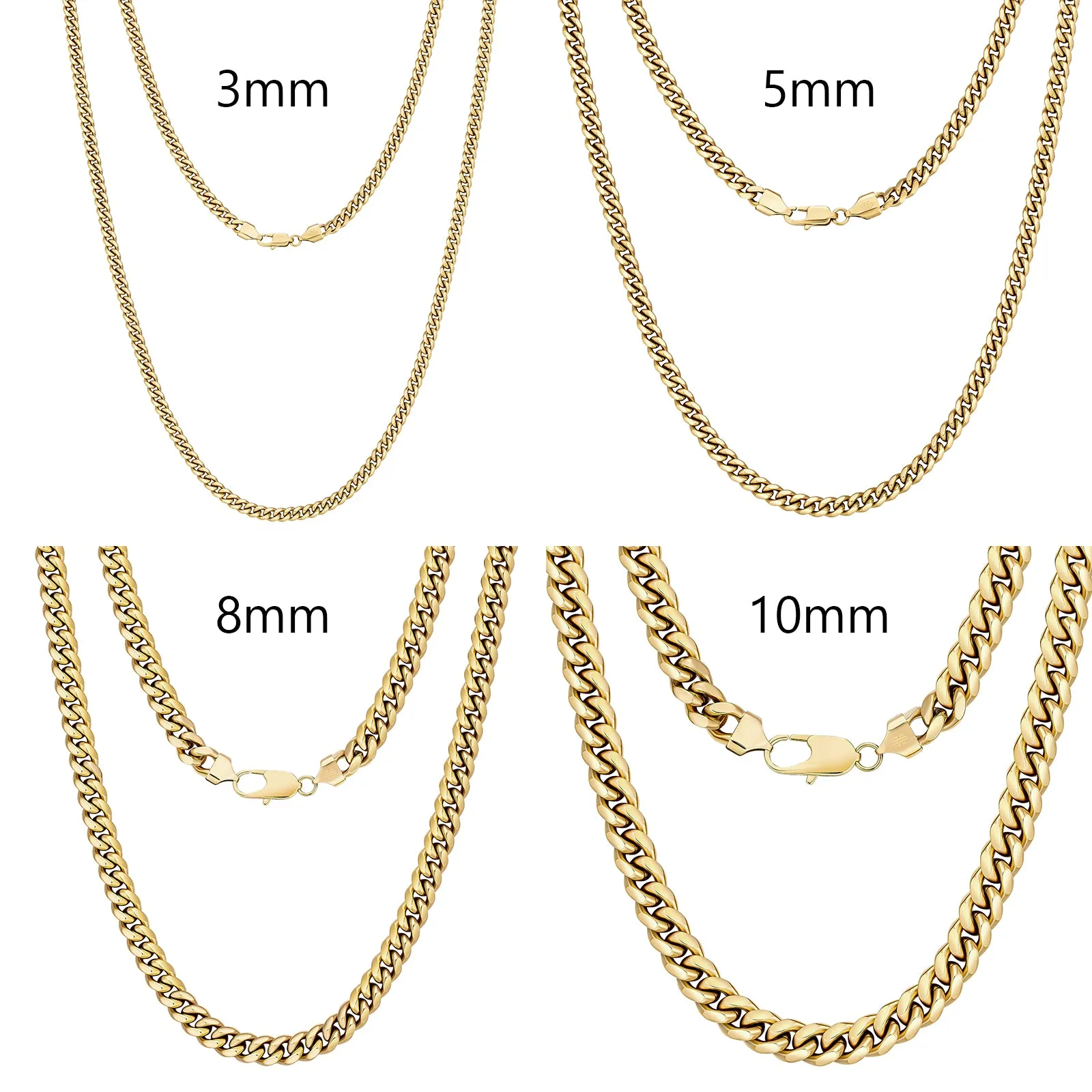 10mm 14K Gold/White Gold 4-sided Cuban Chain