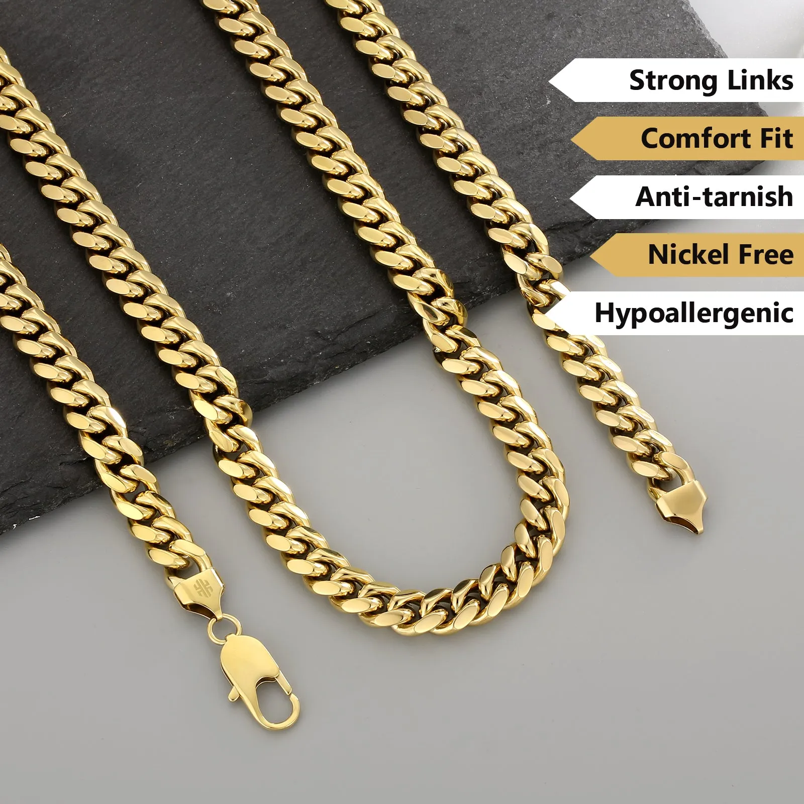 10mm 14K Gold/White Gold 4-sided Cuban Chain