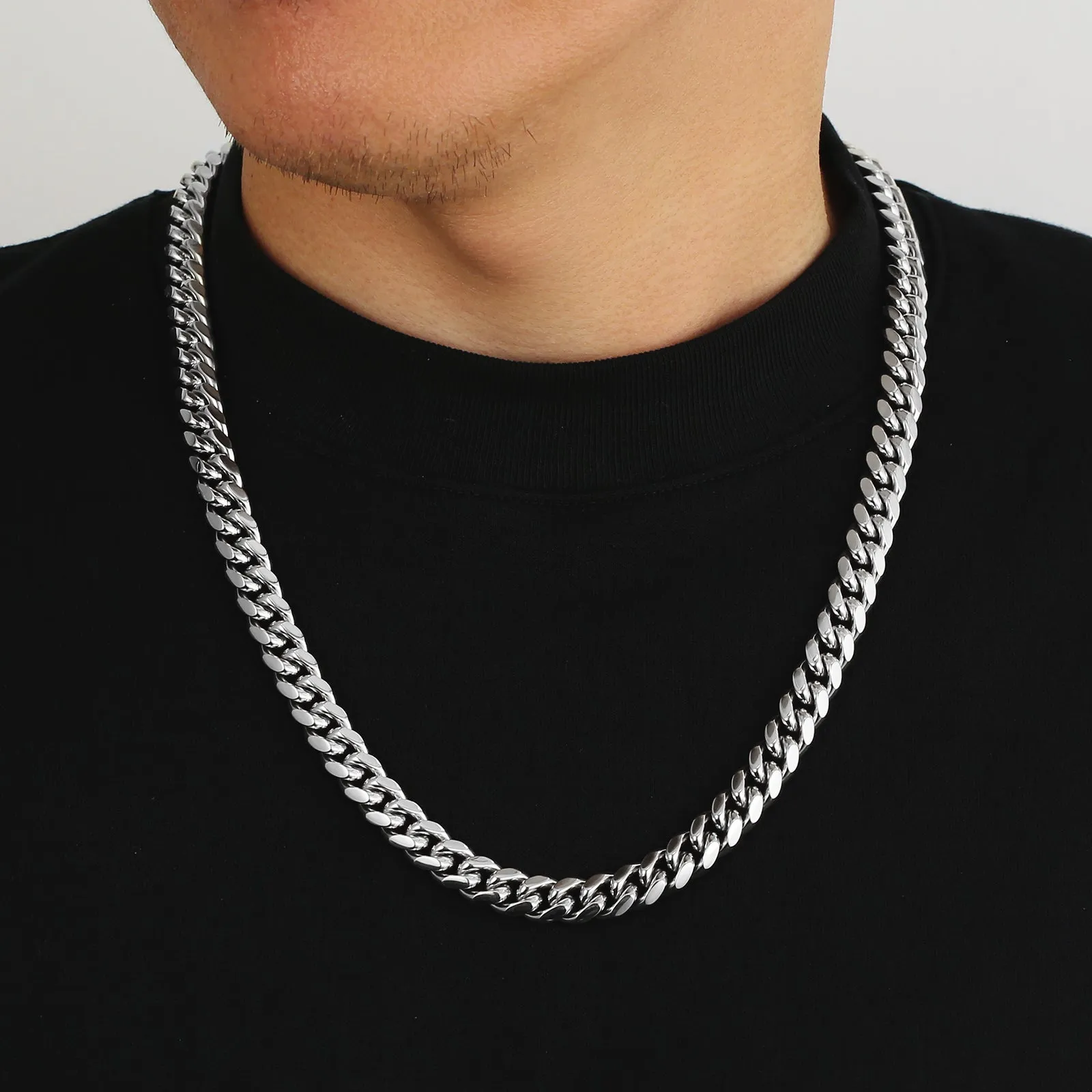 10mm 14K Gold/White Gold 4-sided Cuban Chain