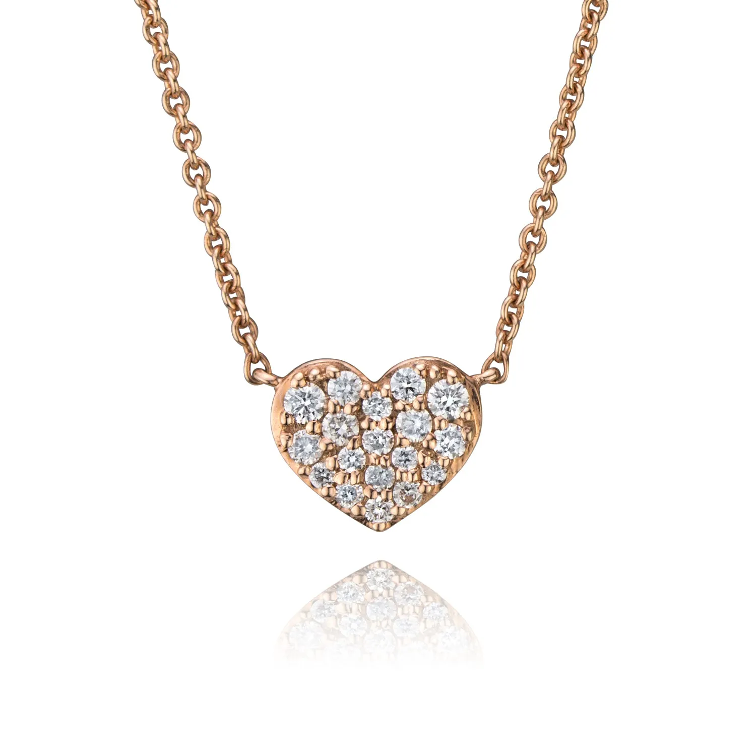 14k Rose Gold Diamond Cluster Heart Necklace