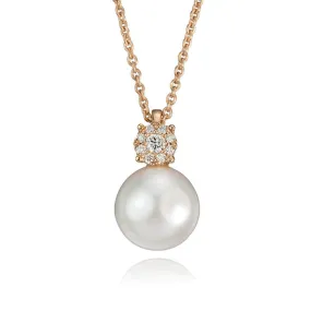 14K Rose Gold Pearl and Diamond Necklace