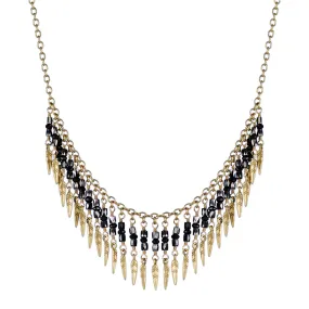 18K Gold Black Diamond Dream Catcher Fringe Necklace