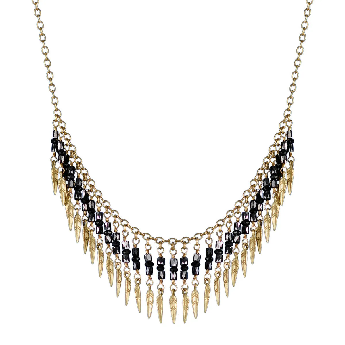 18K Gold Black Diamond Dream Catcher Fringe Necklace