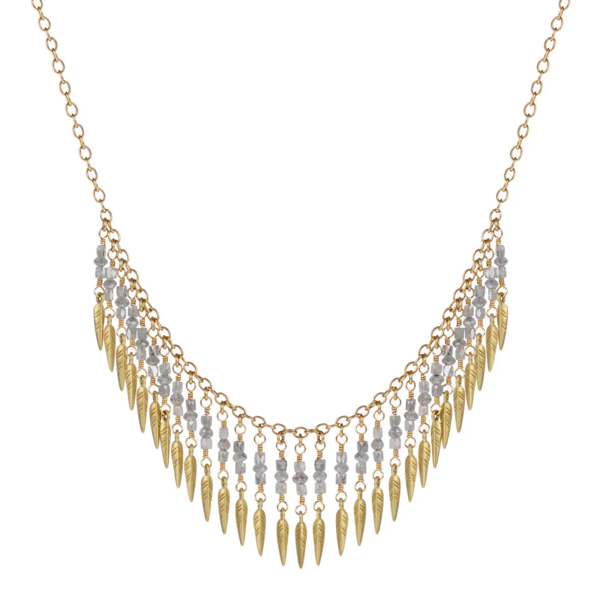 18K Gold Grey Diamond Dream Catcher Fringe Necklace