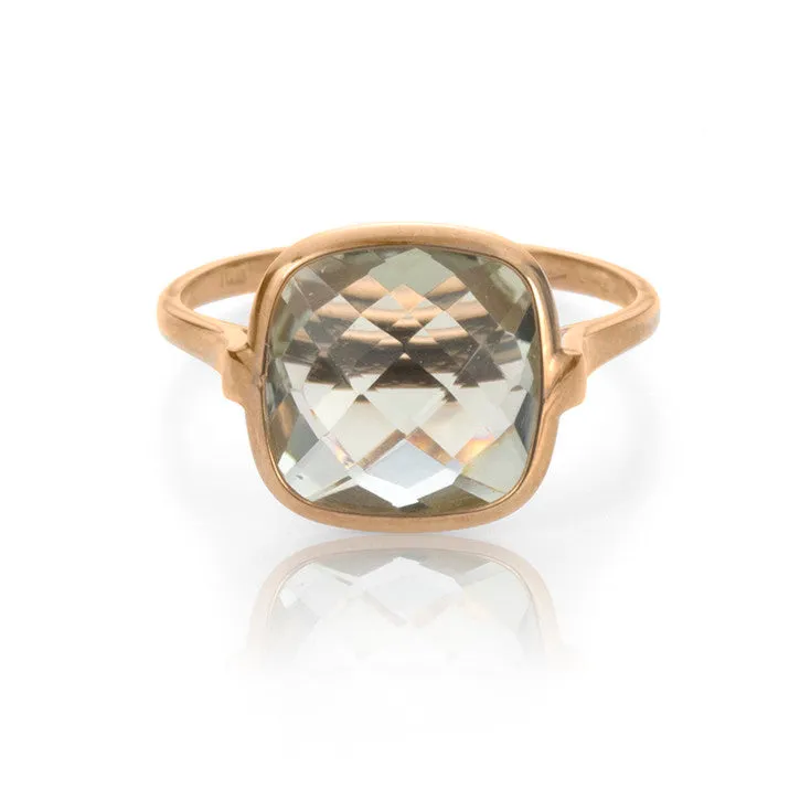 18K Rose Gold Green Quartz Ring