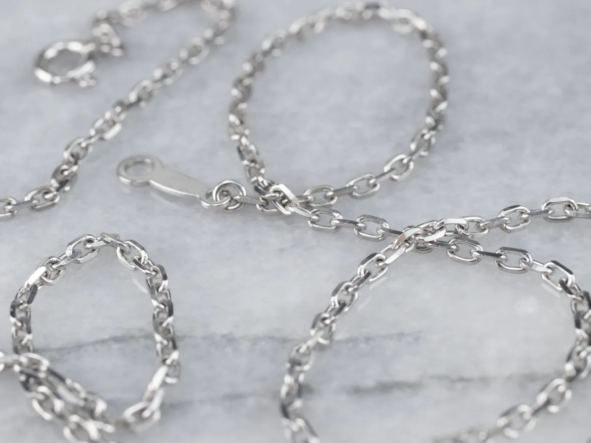 18K White Gold Cable Chain Necklace