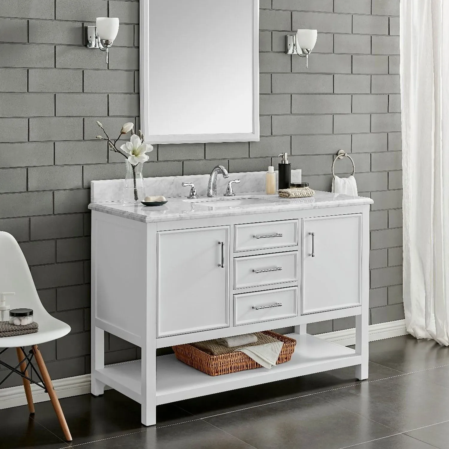 2 Doors & 3 Drawers Double Vanity Unit