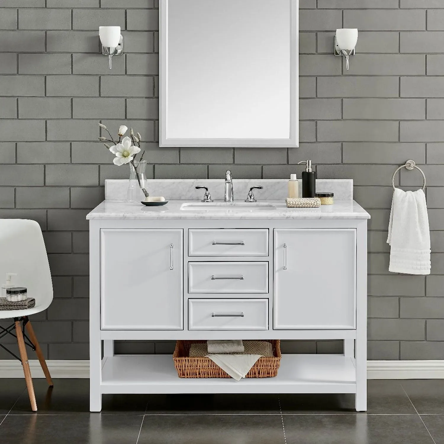 2 Doors & 3 Drawers Double Vanity Unit