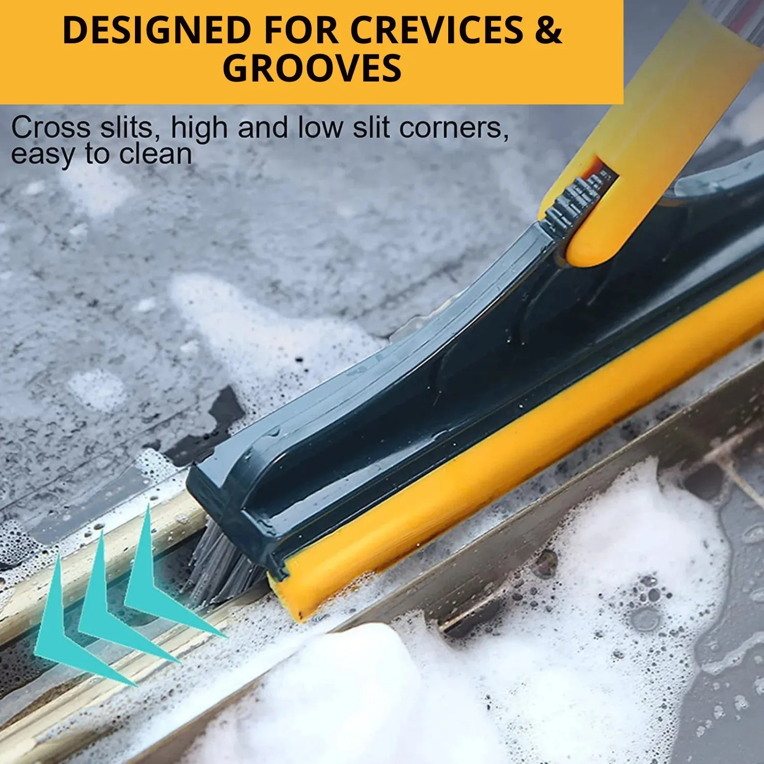 2 in 1 Bathroom Floor Cleaning Brush with Wiper