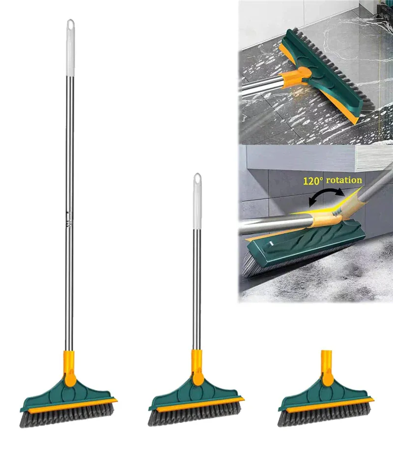 2 in 1 Bathroom Floor Cleaning Brush with Wiper