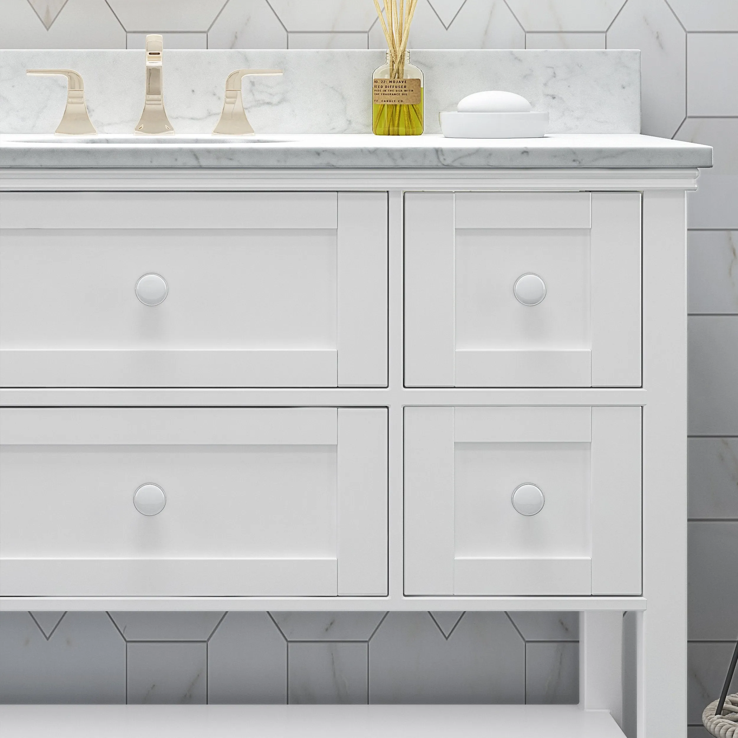 48" Wood Single Sink Bathroom Vanity with Marble Counter Top with Carrara White Marble - NH688703