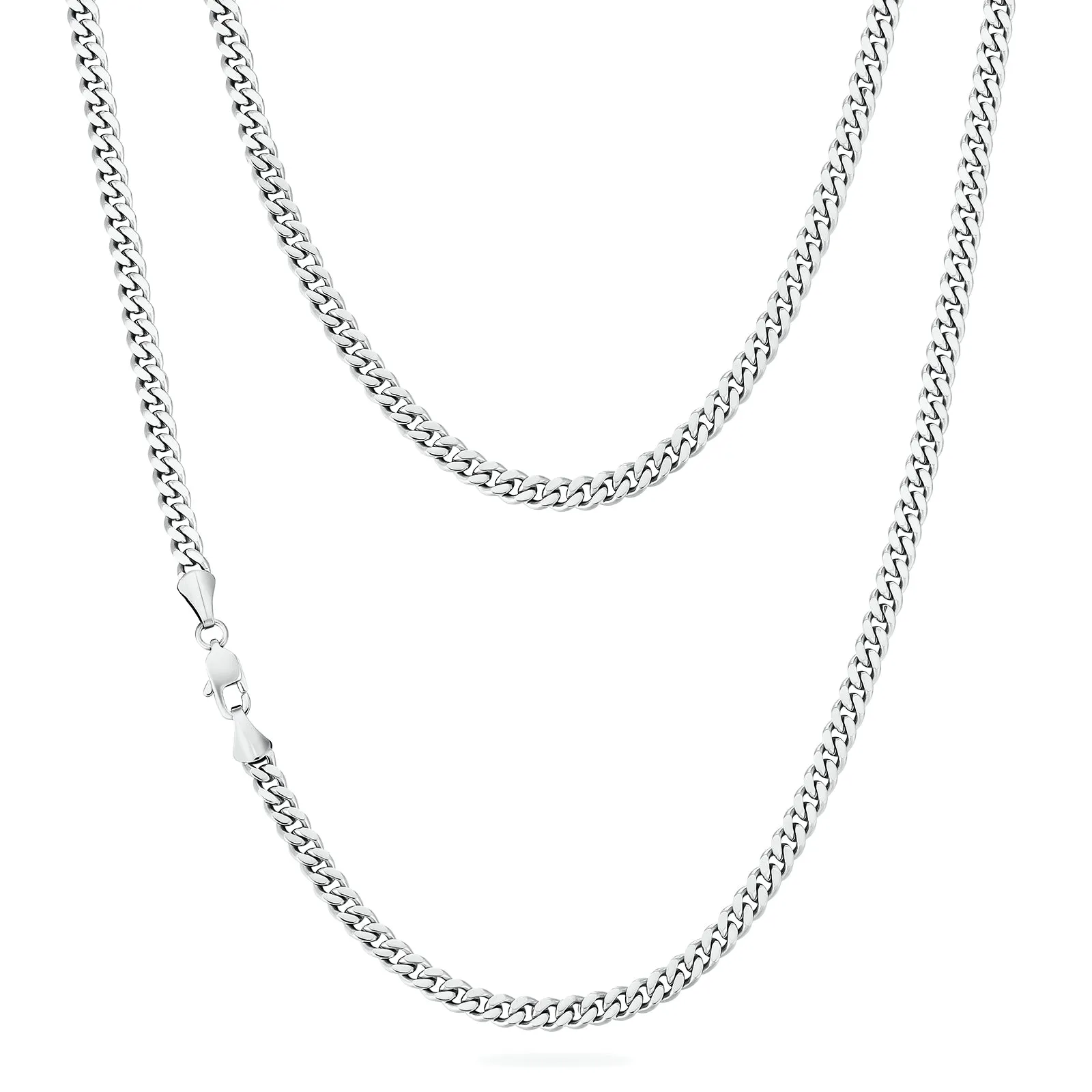 4mm 14K Gold/White Gold Flat Cuban Curb Chain