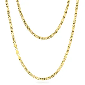 4mm 14K Gold/White Gold Flat Cuban Curb Chain