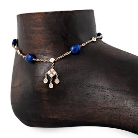 5 LAPIS BEAD DIAMOND KITE SHAKER ANKLET