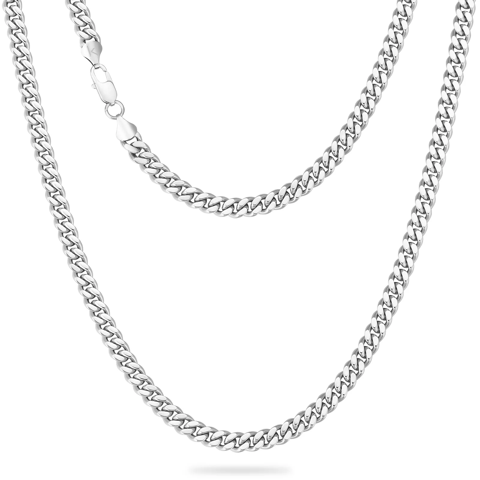 6mm 14K Gold/White Gold Flat Cuban Curb Chain