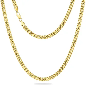 6mm 14K Gold/White Gold Flat Cuban Curb Chain