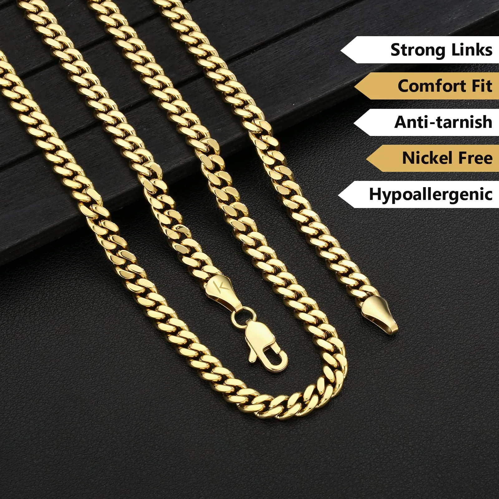 6mm 14K Gold/White Gold Flat Cuban Curb Chain