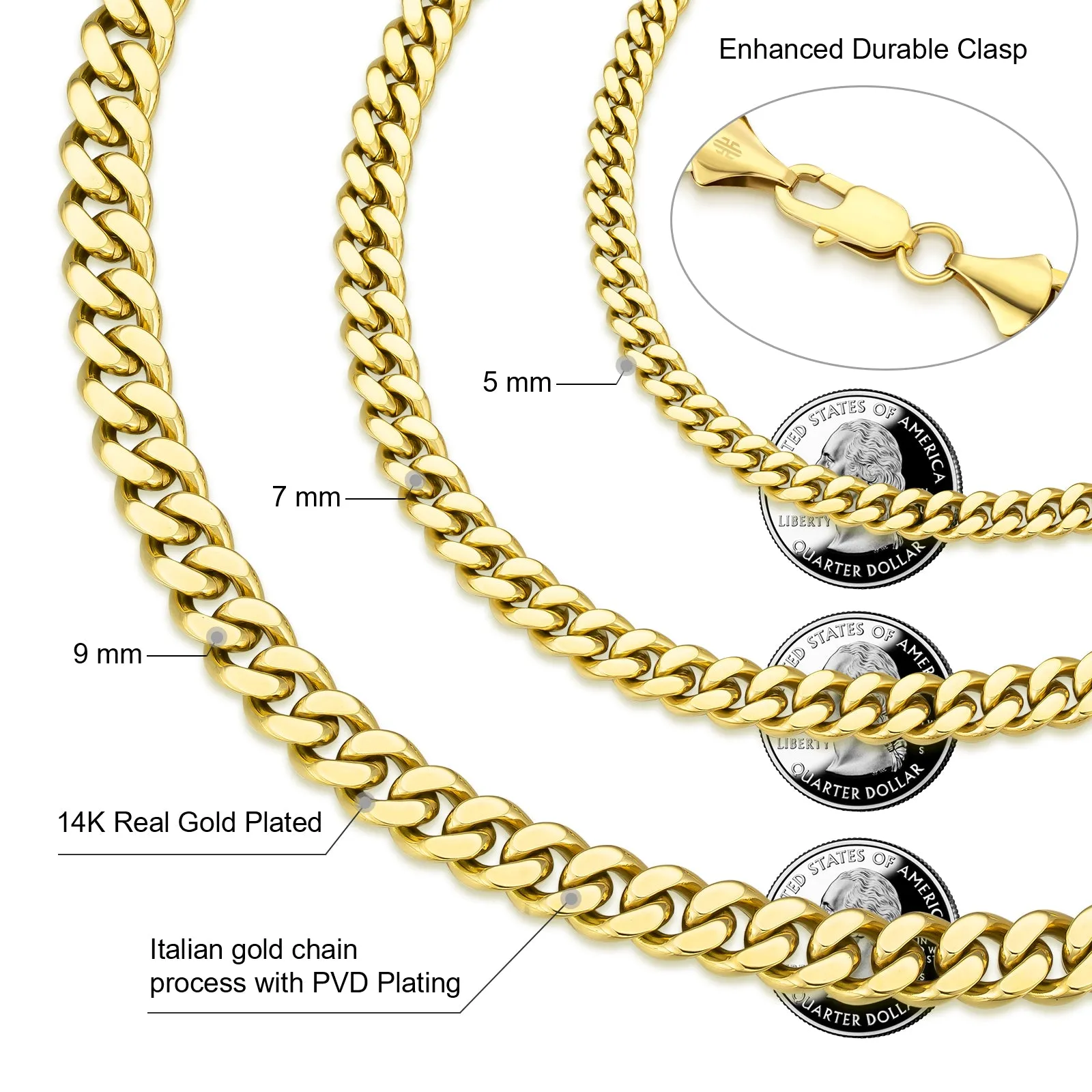 6mm 14K Gold/White Gold Flat Cuban Curb Chain