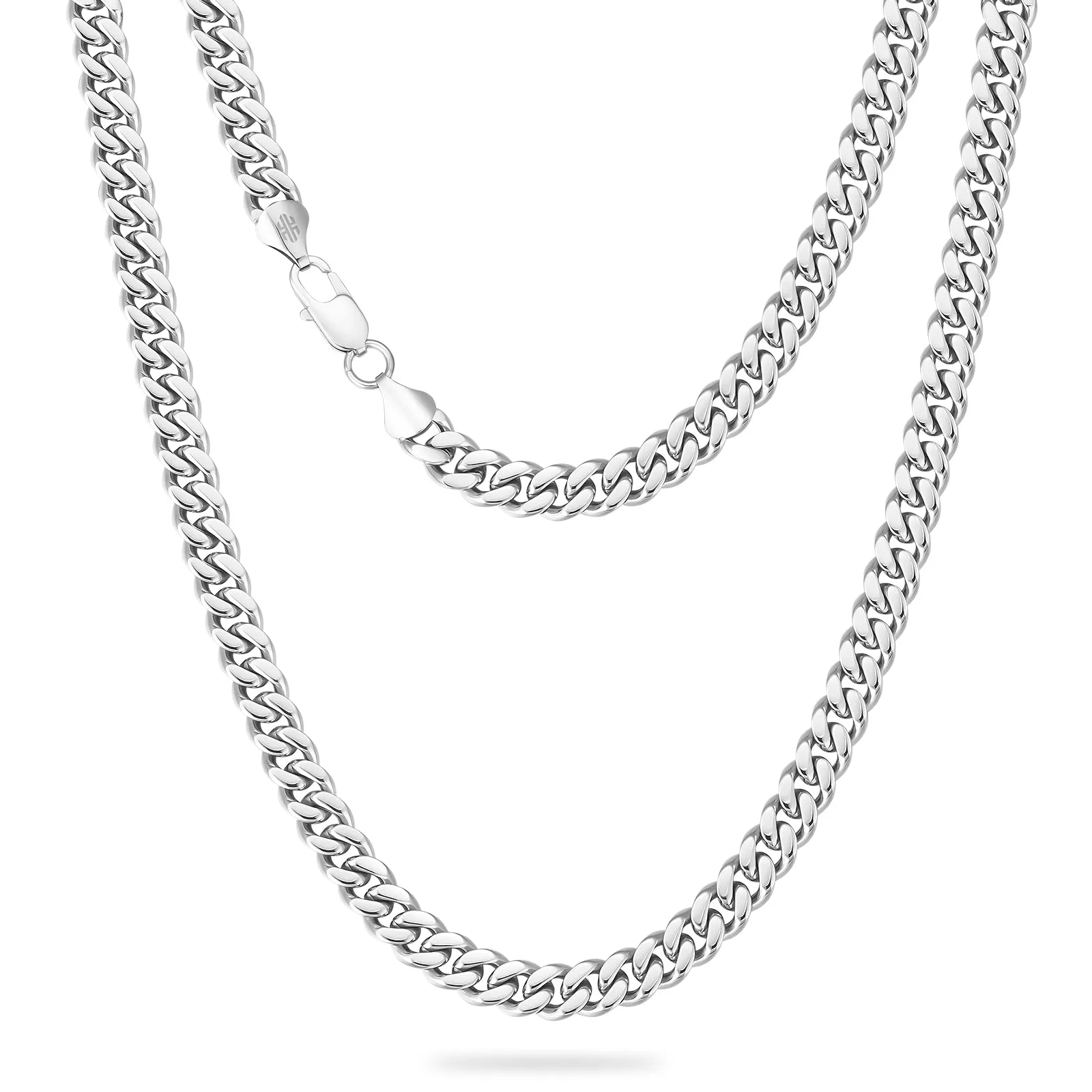 7mm 14K Gold/White Gold Flat Cuban Curb Chain