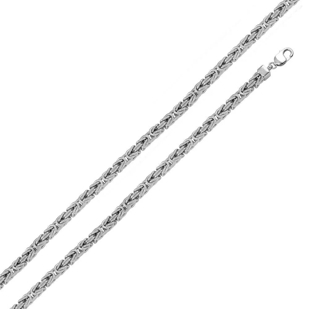 925 Sterling Silver Anti Tarnish Byzantine 4.9mm Chain - CHHW128