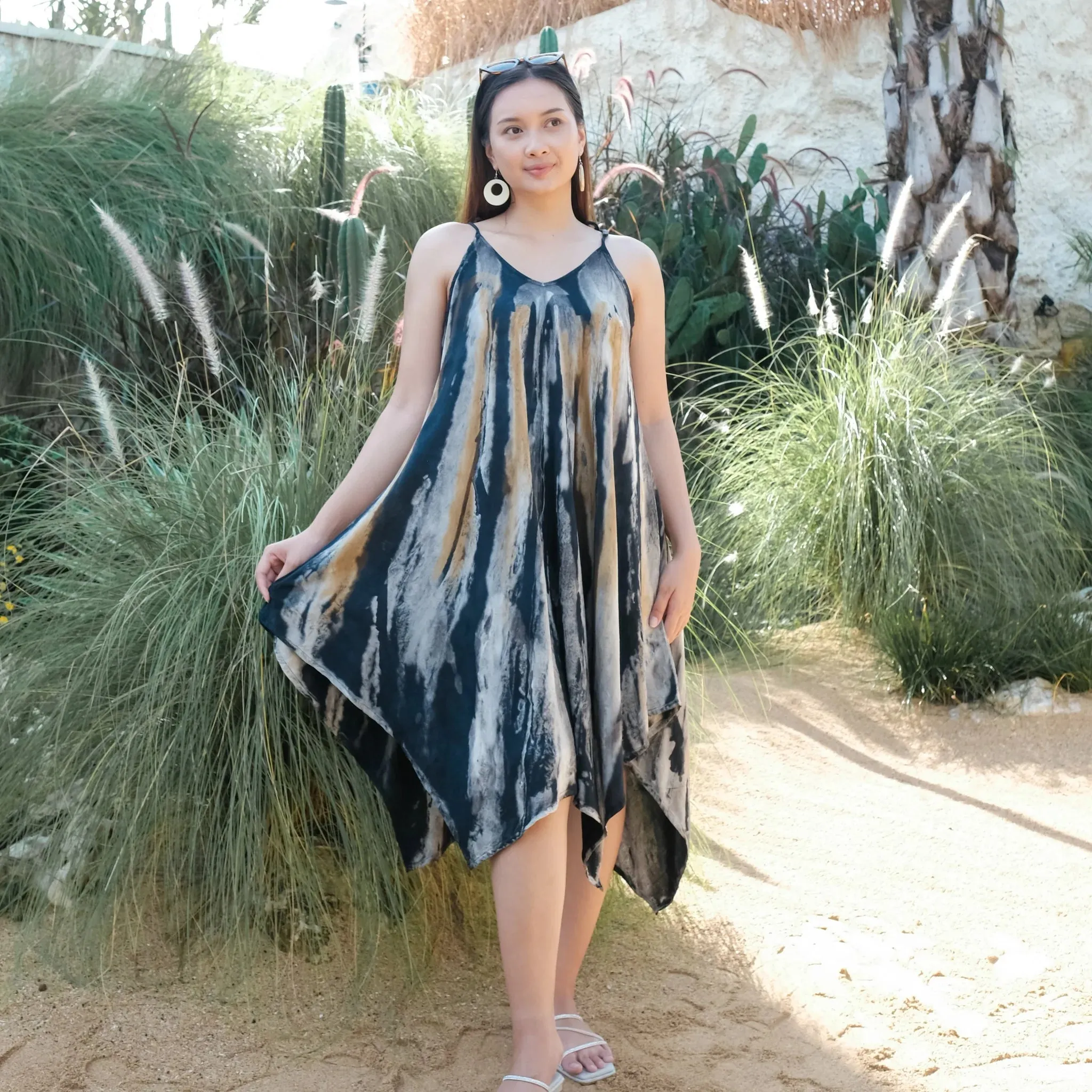 Abstract Tie Dye Handkerchief Dress