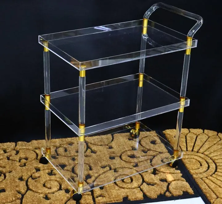 Acrylic 3 Tier Rolling Utility Cart Multi-Usable