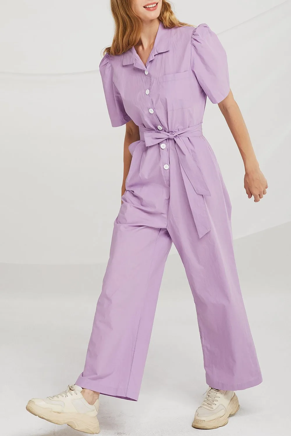 Alice Puff Sleeve Jumpsuit w/Belt