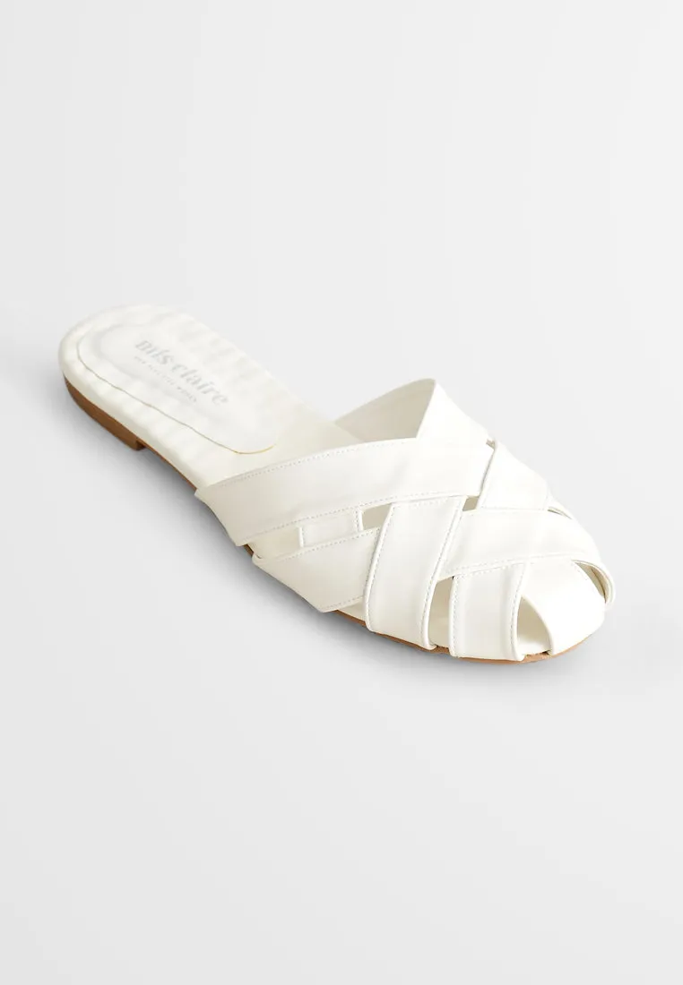 Anyam Woven-like Slip on Sandals - White