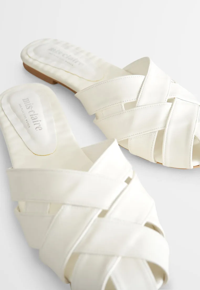 Anyam Woven-like Slip on Sandals - White