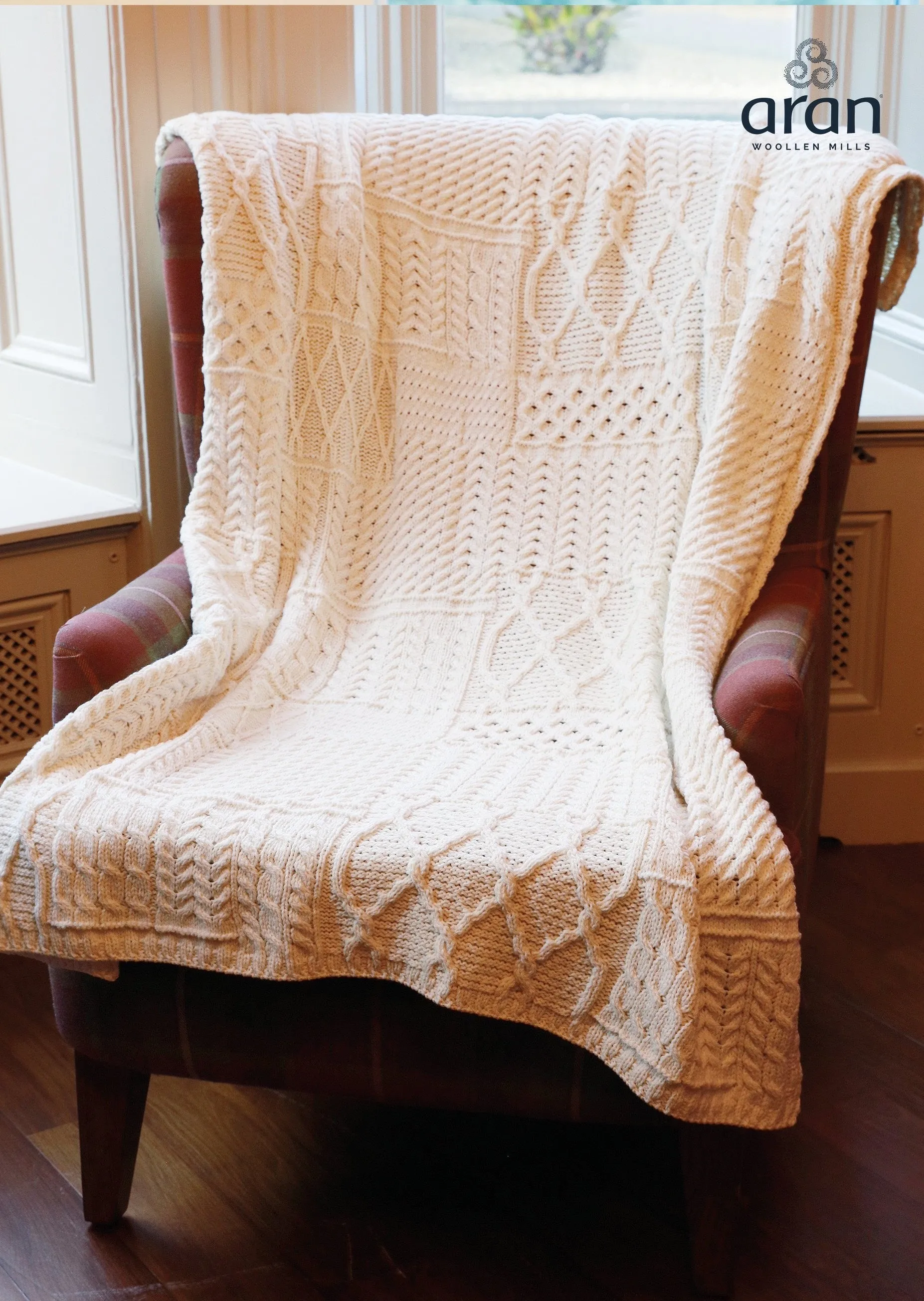 Aran Knotwork Blanket - White