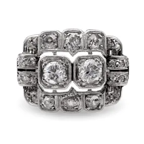 Art Deco Diamond 18K White Gold Ring