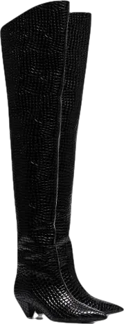 Attico Black Crocodile Print 45 Leather Over-the-knee Boots UK 6 EU 39 👠