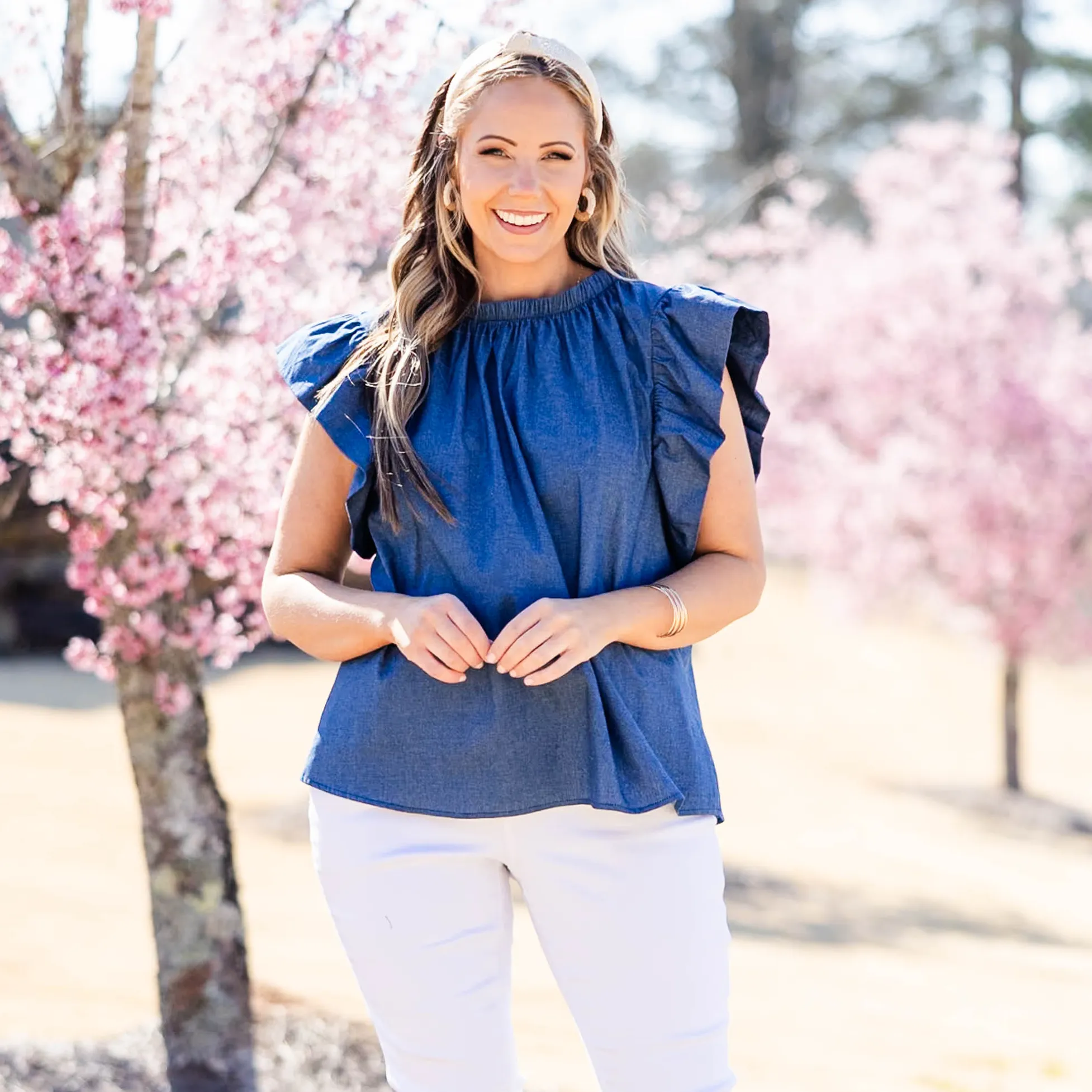 Azure Aster Top, Denim