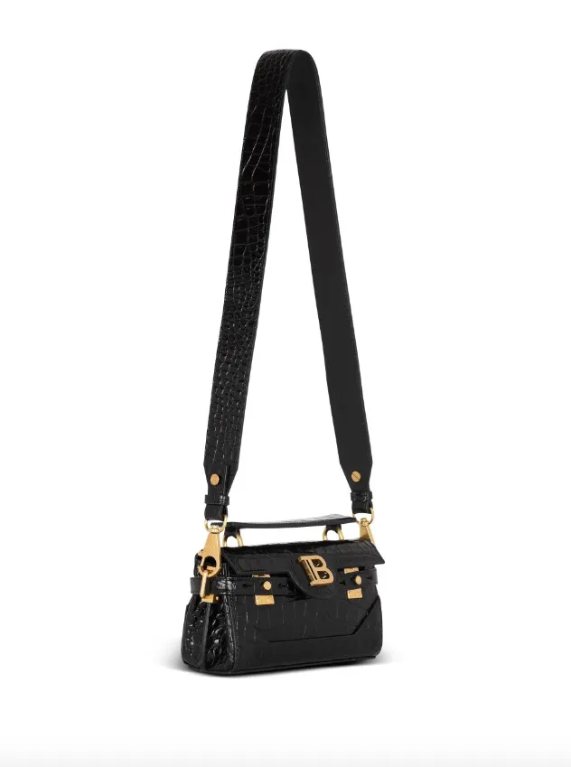 Balmain B-Buzz 19 bag in crocodile-print leather