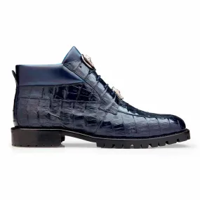 Belvedere Gallardo Genuine Caiman Crocodile Navy Boots For Men