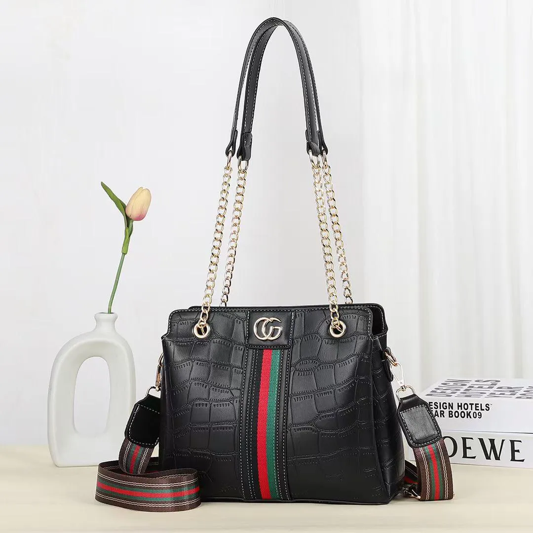 Black Branded Handbag for Women Crocodile Pattren A30