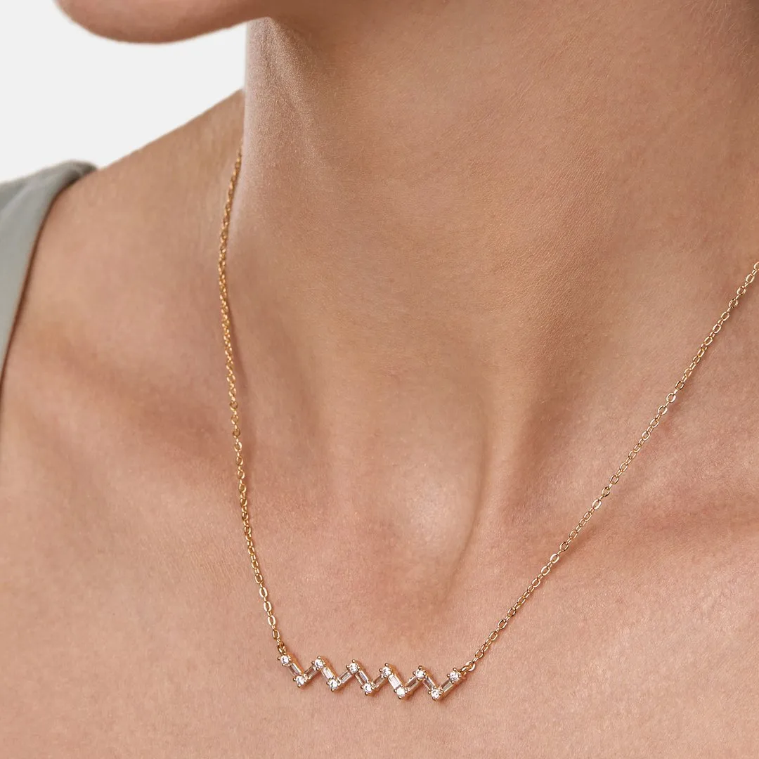 Brass 18k Rose Gold Zigzag Chain Necklace For Women