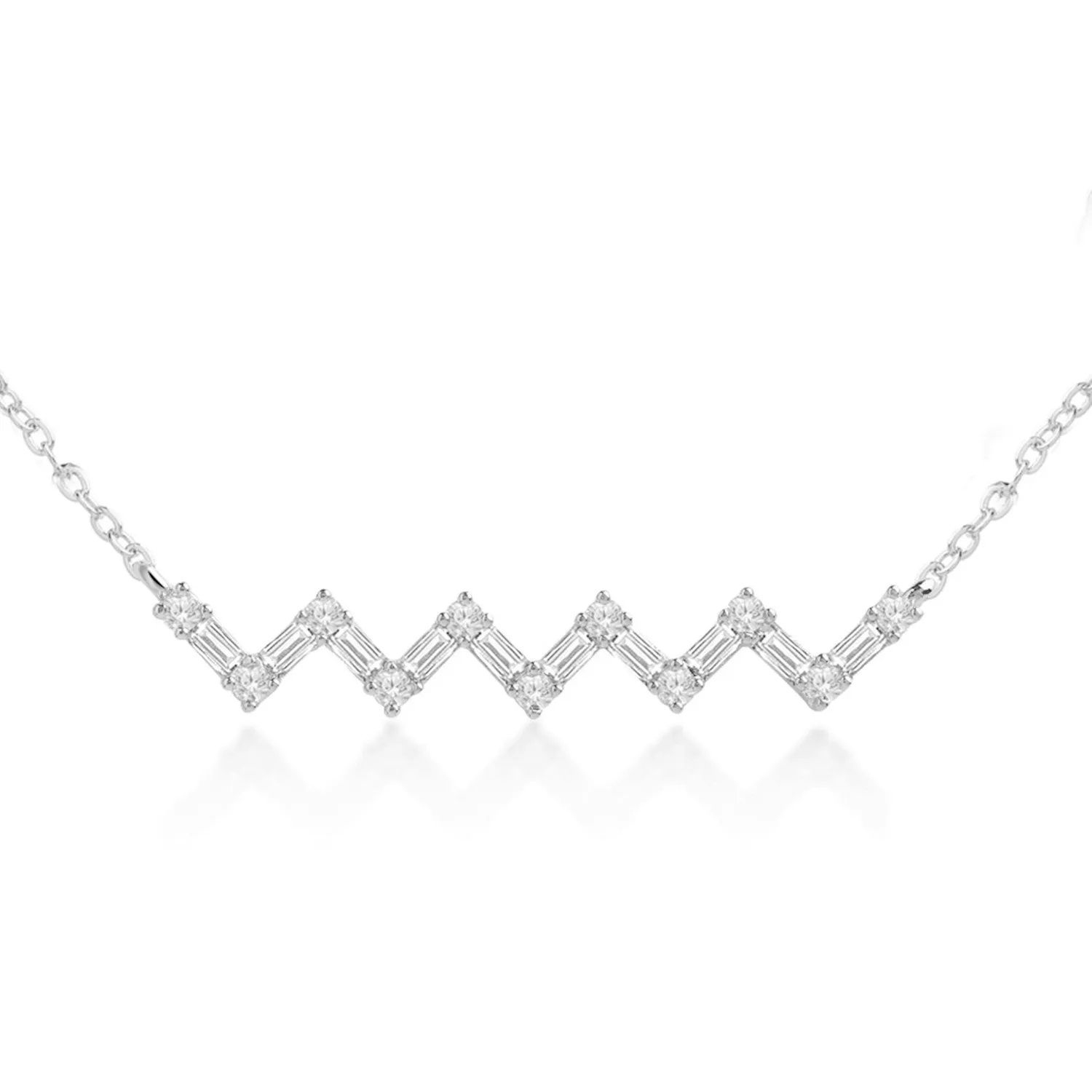 Brass 18k Rose Gold Zigzag Chain Necklace For Women