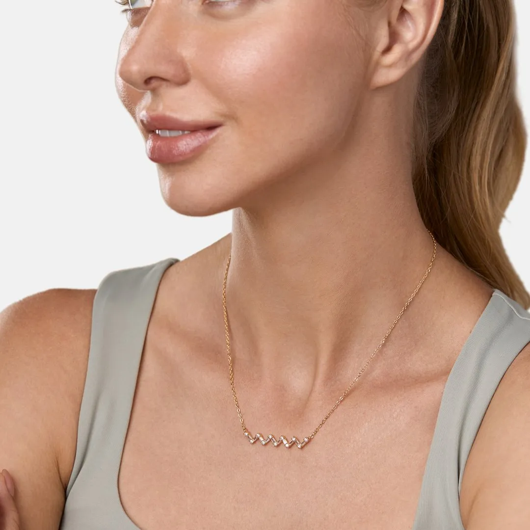 Brass 18k Rose Gold Zigzag Chain Necklace For Women