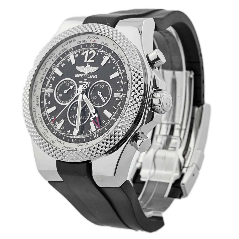 Breitling Men's Bentley GMT Stainless Steel 49mm Black Chronograph Stick Dial Watch Reference #: A4736212/B919