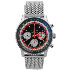 Breitling Men's Navitimer B01 Stainless Steel 43mm Black Chronograph Stick Dial Watch Reference #: AB01211B1B1A1