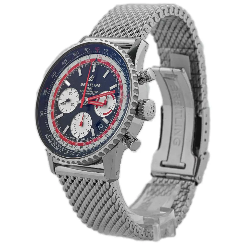 Breitling Men's Navitimer B01 Stainless Steel 43mm Black Chronograph Stick Dial Watch Reference #: AB01211B1B1A1