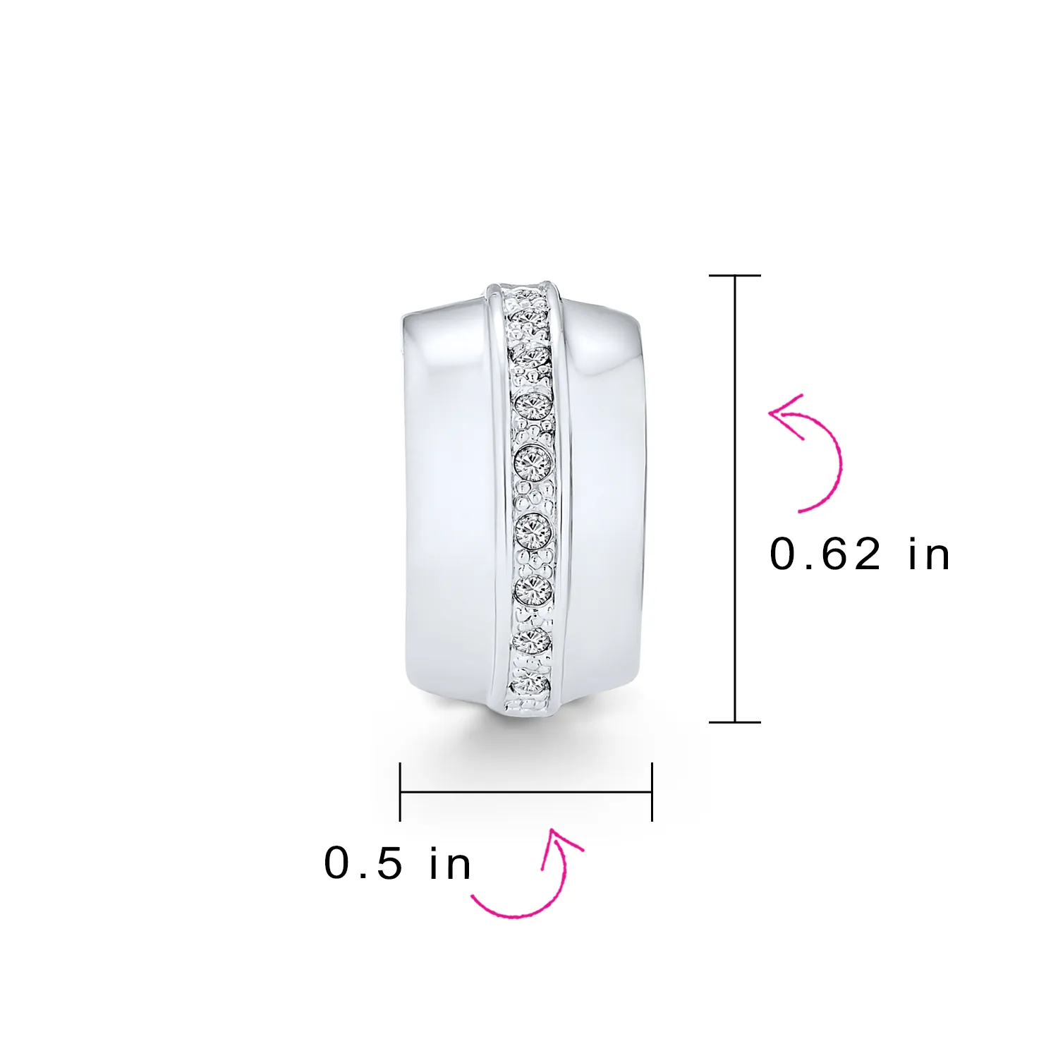 Bridal Crystal Huggie Hoop Magnetic Clip On Earrings Gold Silver Plate