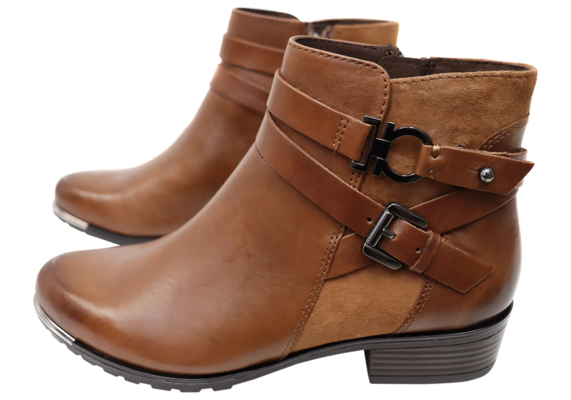 Caprice Nadine Womens Wide Fit Comfortable Leather Ankle Boots