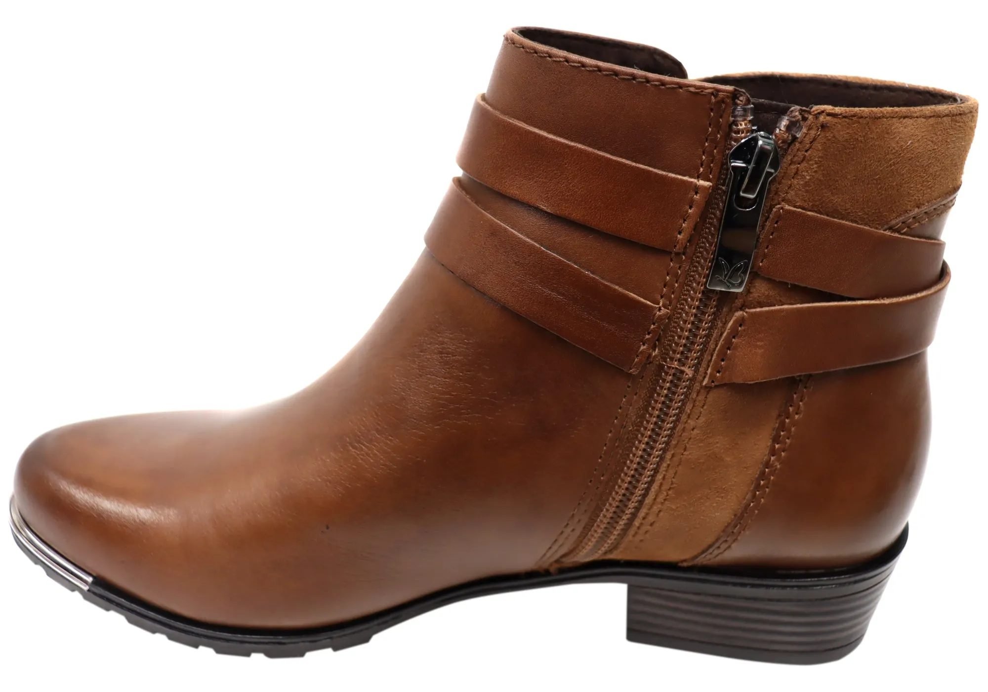 Caprice Nadine Womens Wide Fit Comfortable Leather Ankle Boots