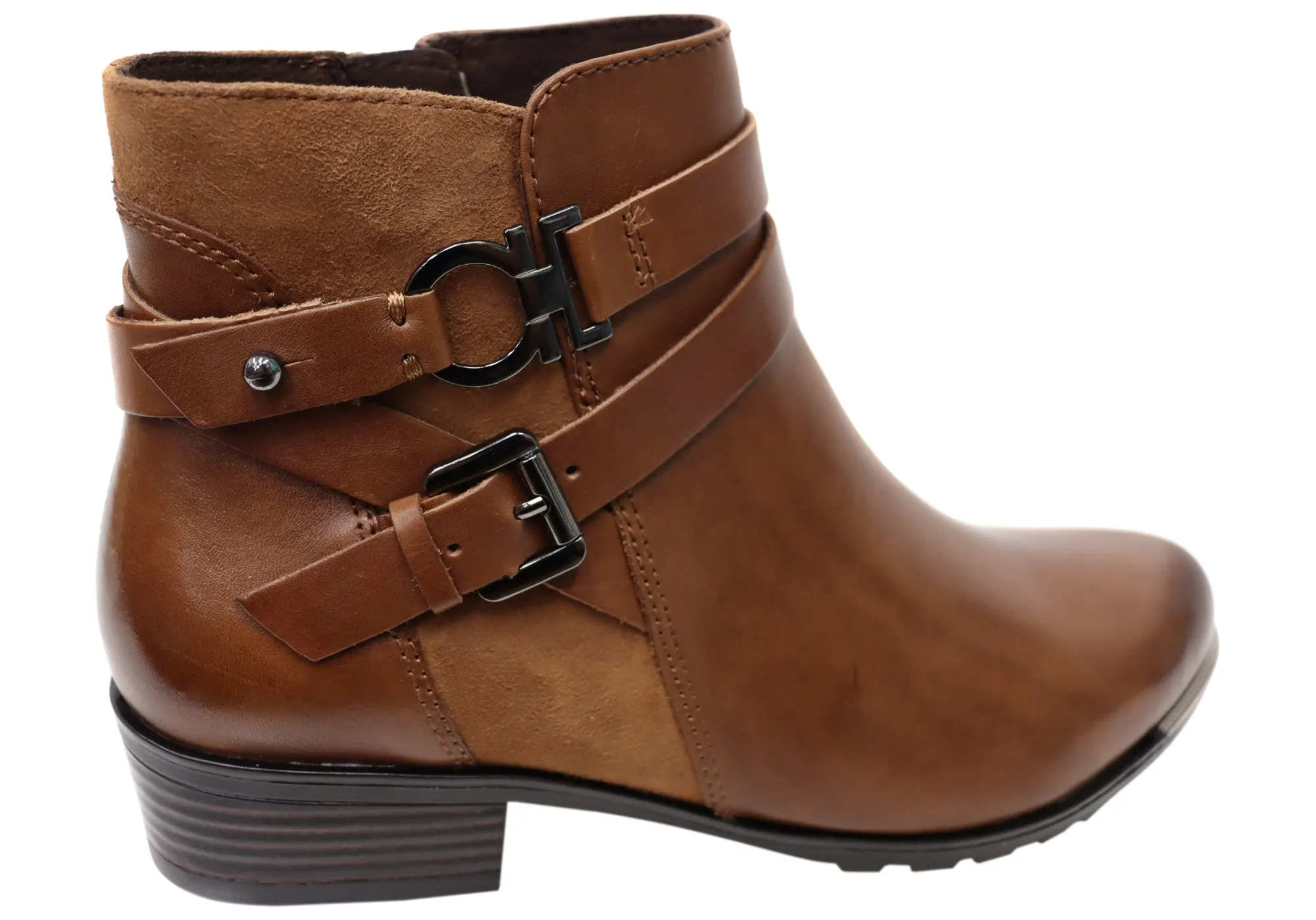 Caprice Nadine Womens Wide Fit Comfortable Leather Ankle Boots