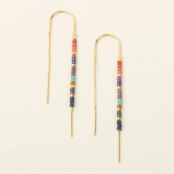 Chromacolor Miyuki Thread Earring - Dark Multi/Gold