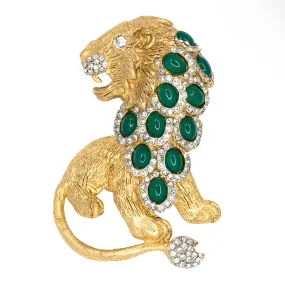 Chrysoprase Green Lion Pin