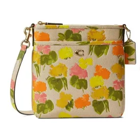 Coach Kitt Crossbody Floral Print Multi Pebble Leather CC556